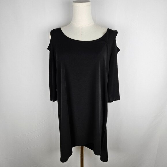 Clara Sunwoo Tunic Top Medium Cold Shoulder Black Office Party - Picture 4 of 9